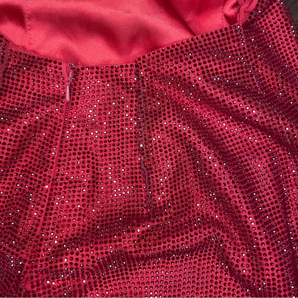 -Sherri Hill- Ruby Red Sparkle Cocktail Dress Style 53536 - Picture 7 of 9